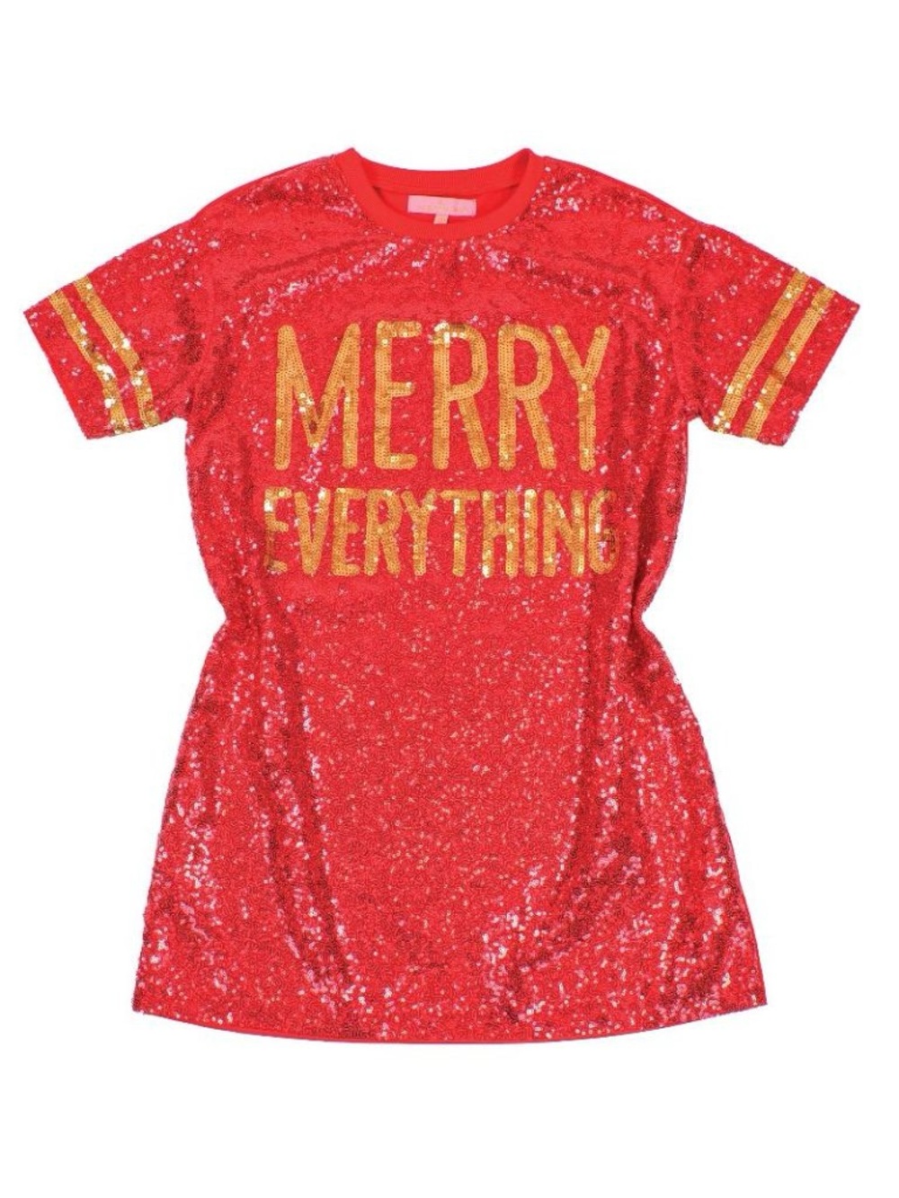 Simply Southern Red Sequin 'Merry Everything' Mini Dress with Gold Accents